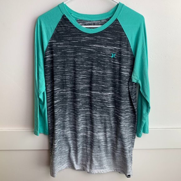 Hurley Other - Hurley Turquoise & Gray Gradient Baseball Tee